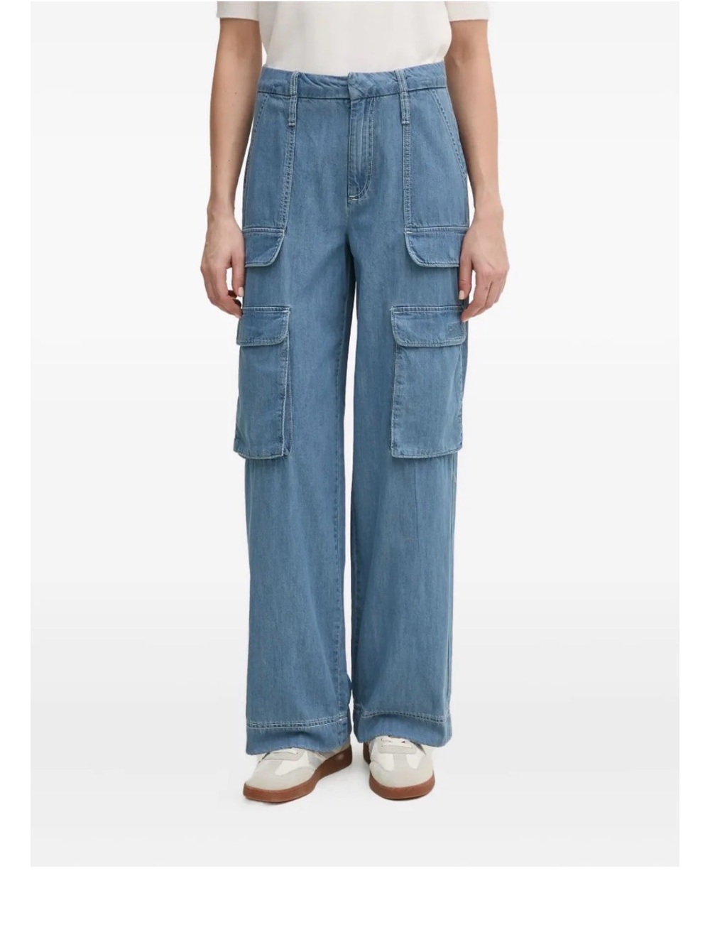 DKNYC Light Blue Wide-Leg Cargo Jeans